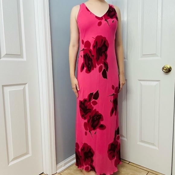 Vintage Dress Maxi Long Floral Pink Barbie Fairy Casual Vacation Size 10 Medium - Picture 8 of 8